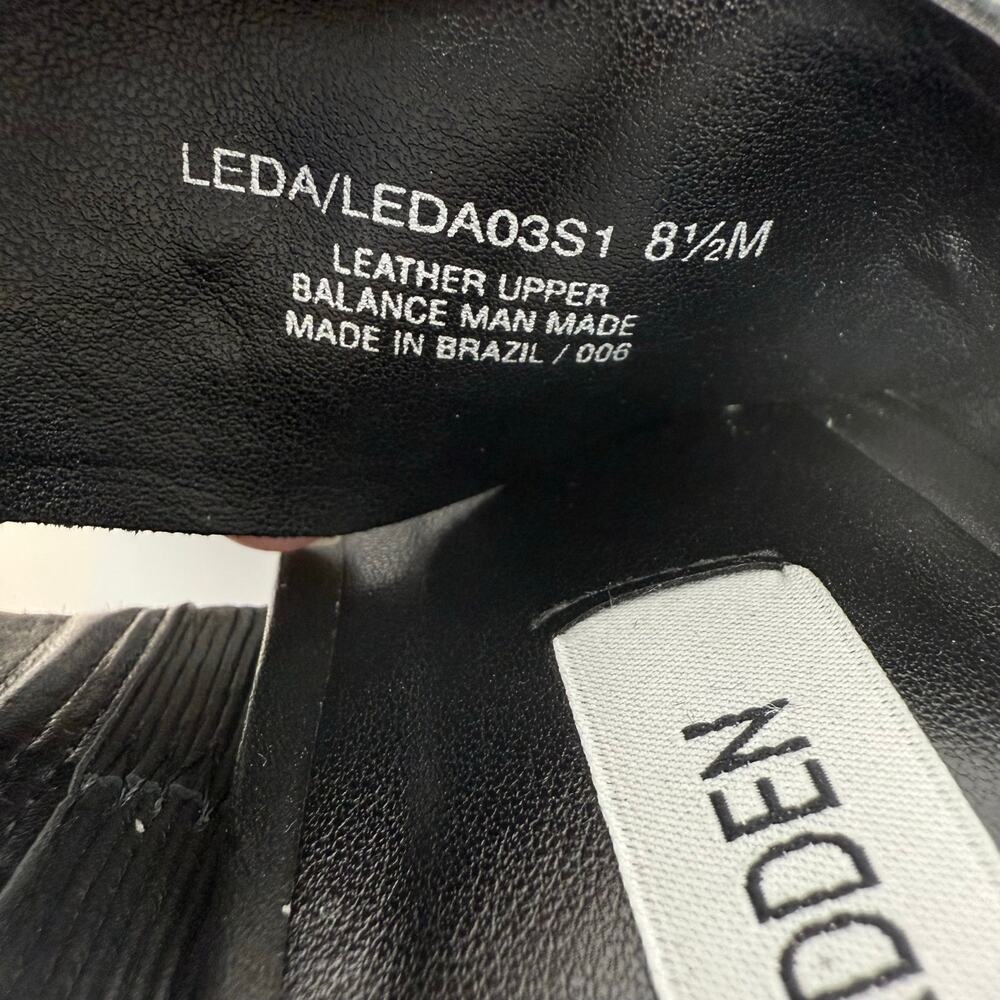 Steve Madden Sandals Women's 8.5 Leda Black Croc Embossed Leather Block Heel - Picture 9 of 15